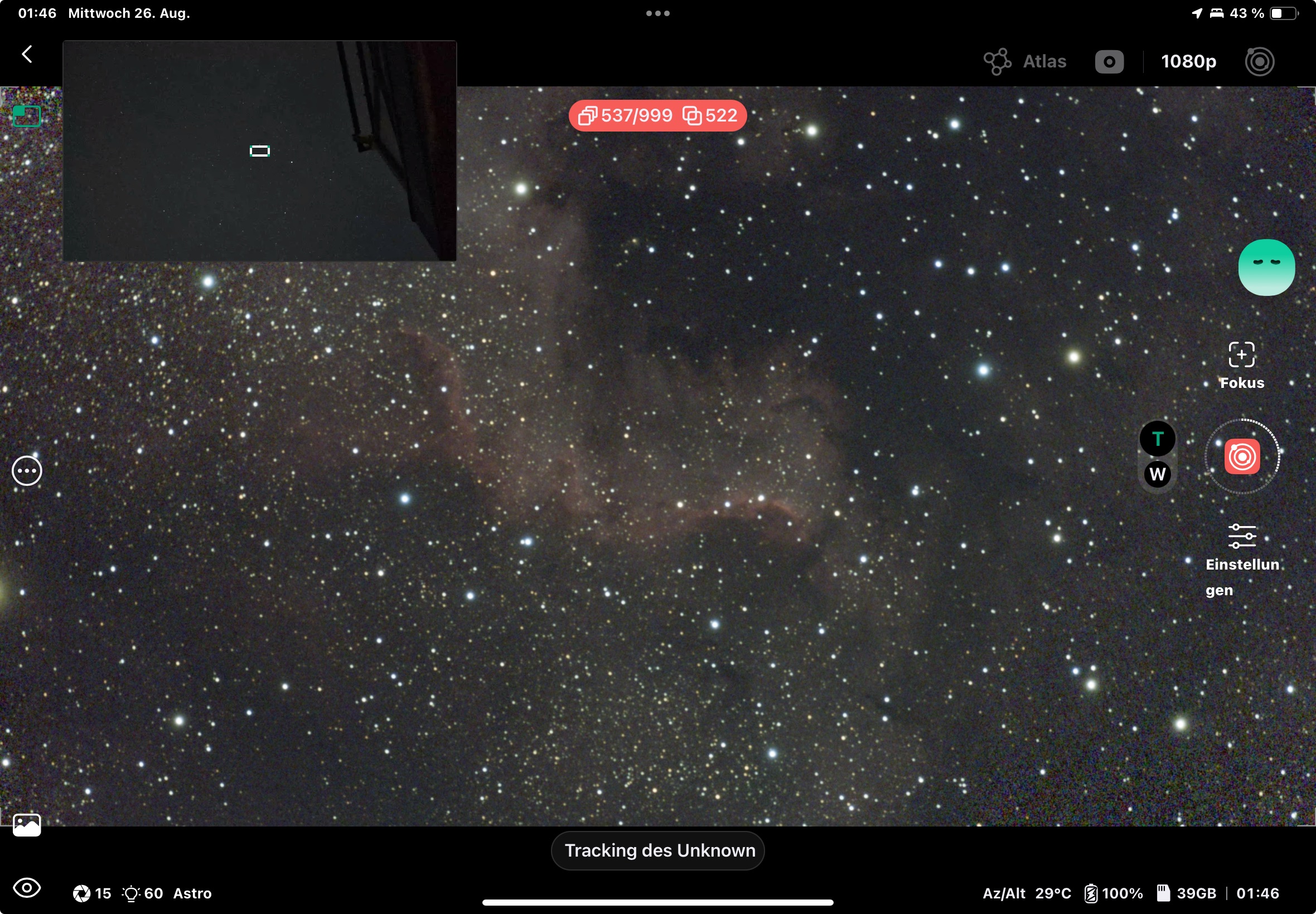 Teil von NGC 7000 im Dwarf Mini